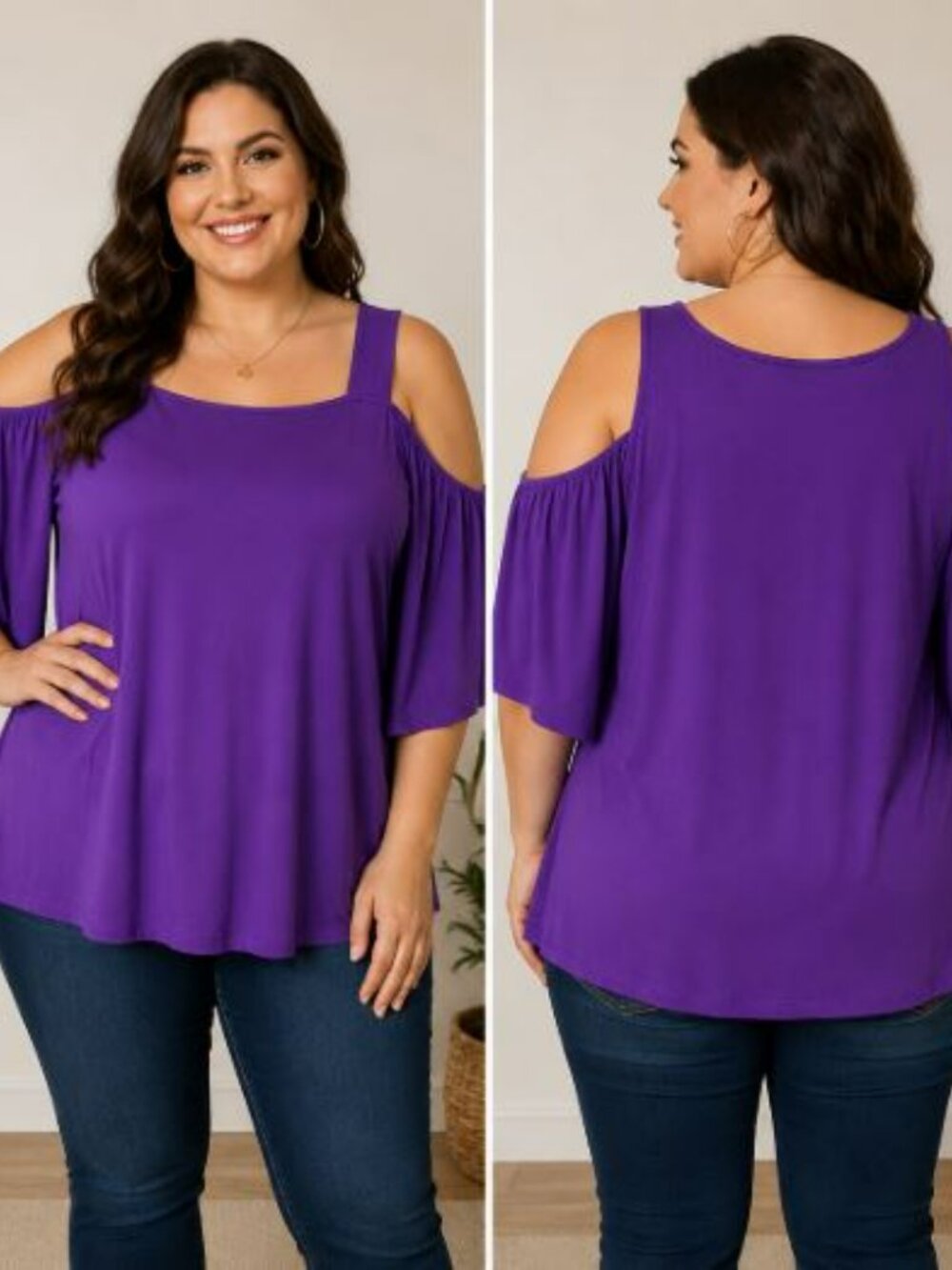 INC Should Shoulder Purple Top | XXL | Flowy Flutter Sleeve